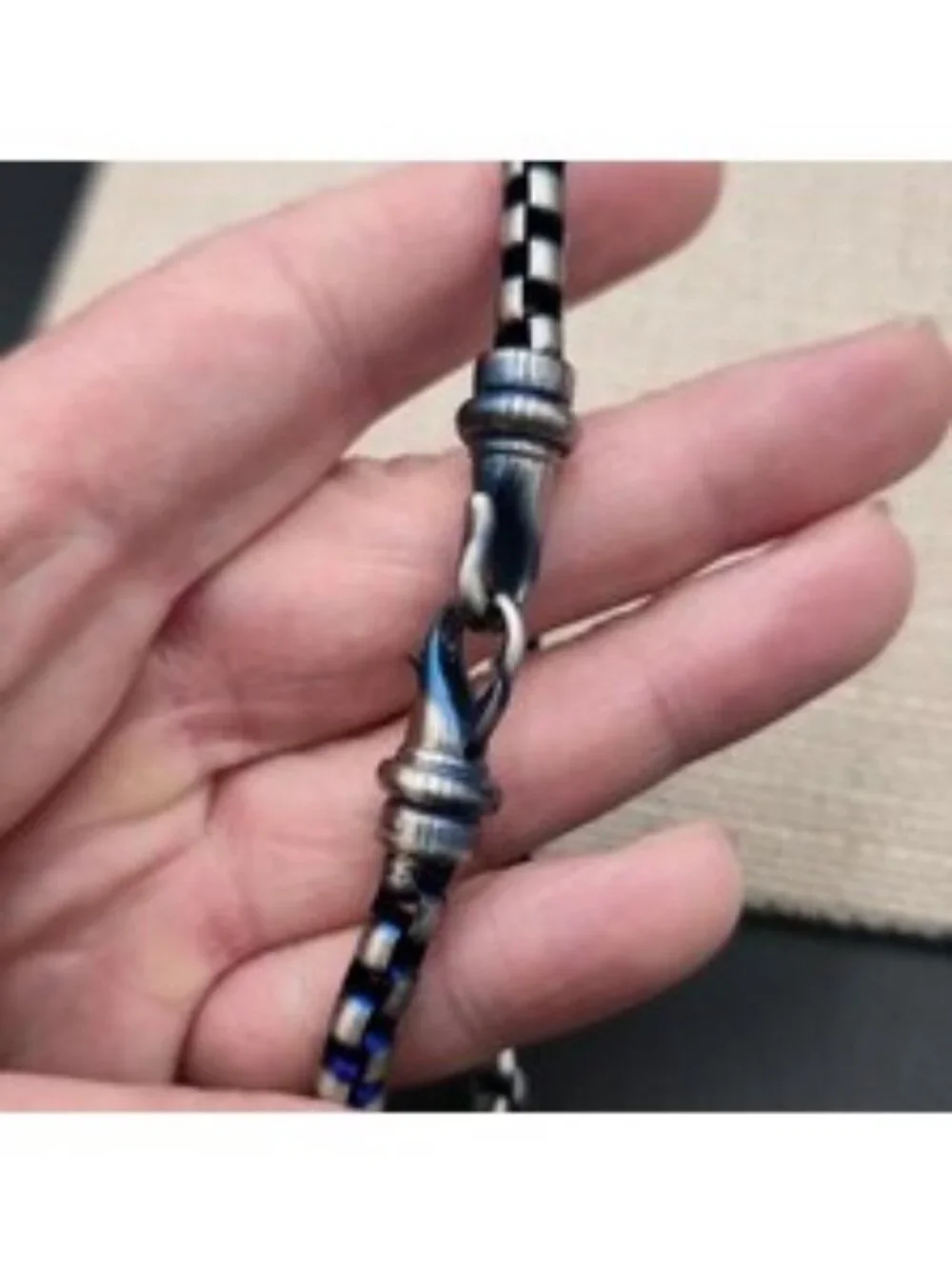 24 Inch Two-Tone Stainless Steel Round Box Chain Necklace with Shackle Clasp B14